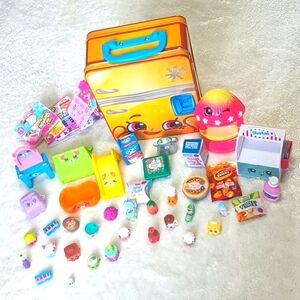 Shopkins Lot with Metal Fridge Case and Accessories